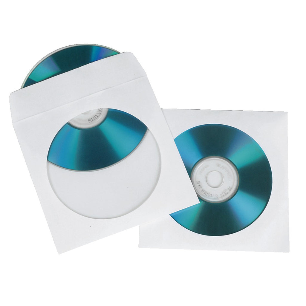 Hama Pochettes en Papier pour CD/DVD, Blanches, Lot de 100