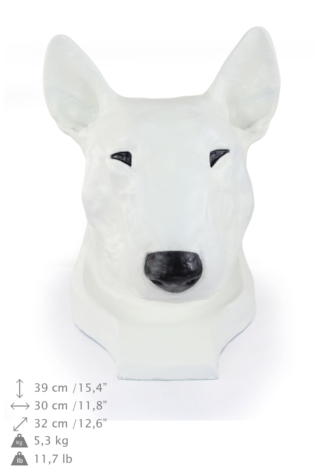 Bull Terrier, Bully I - urn for dog ashes, dog bust, large dog head for garden by Art-Dog