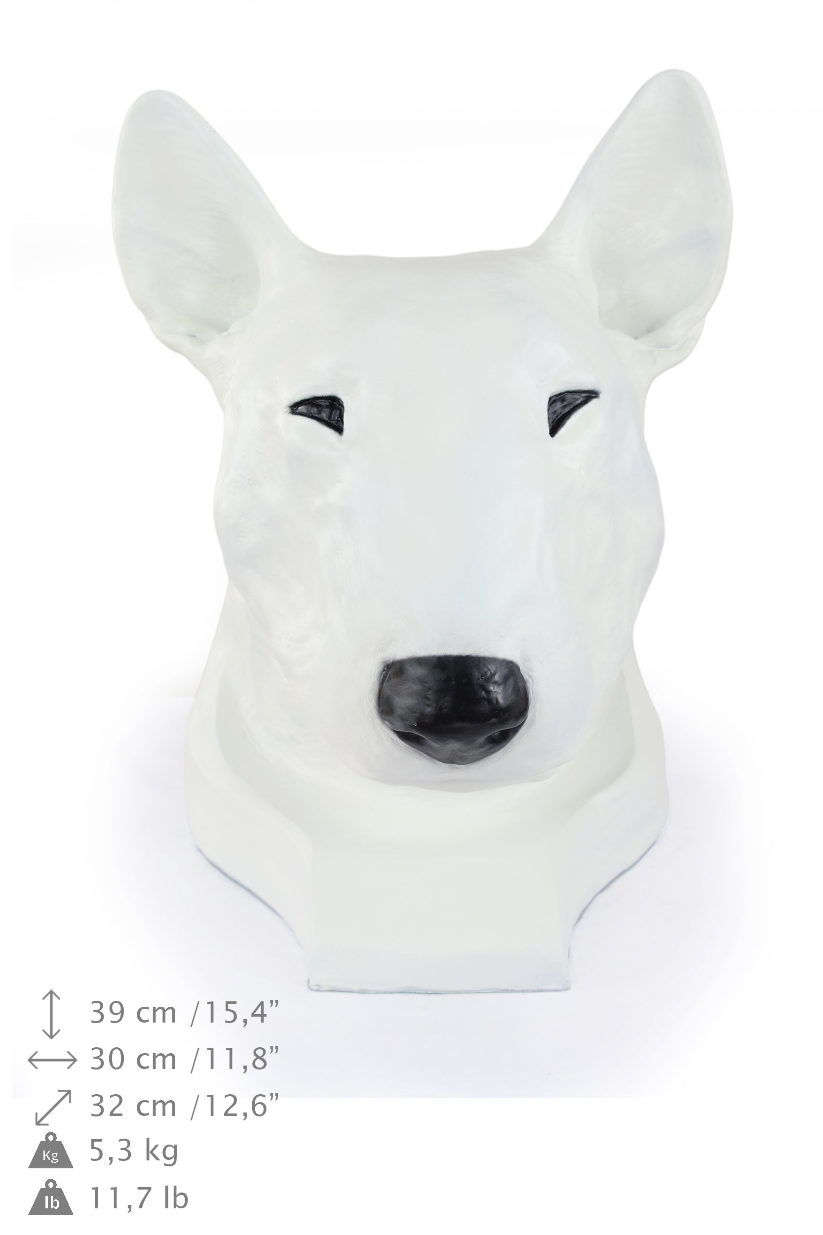 Bull Terrier, Bully I - urn for dog ashes, dog bust, large dog head for garden by Art-Dog