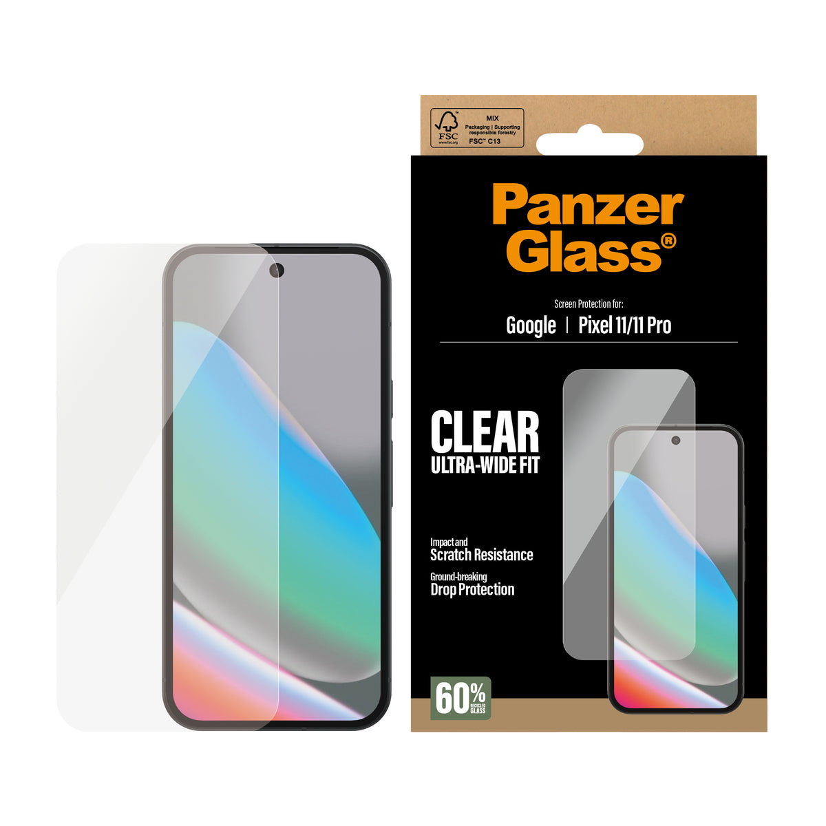 PanzerGlass ® Screen Protector Google Pixel 11 | 11 Pro | Ultra-Wide Fit Protection d'écran transparent 1 pièce(s)