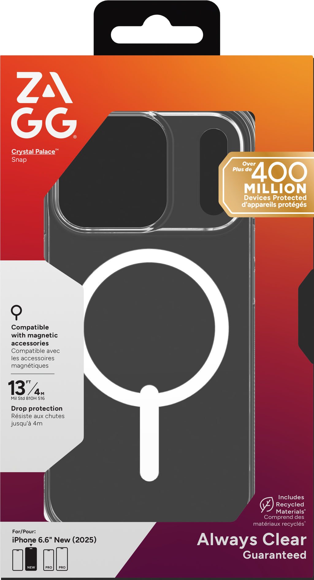 ZAGG Crystal Palace Snap coque de protection pour téléphones portables 16 cm (6.3") Housse Transparent