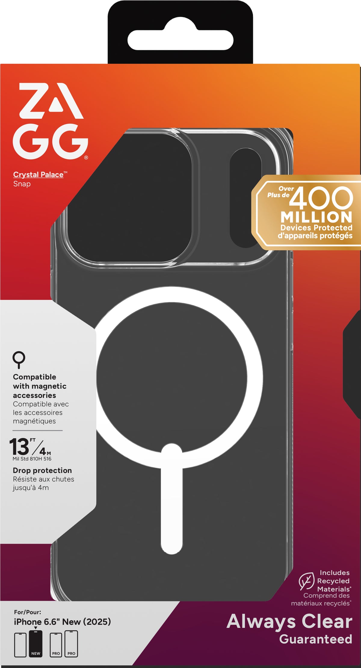 ZAGG Crystal Palace Snap coque de protection pour téléphones portables 16 cm (6.3") Housse Transparent