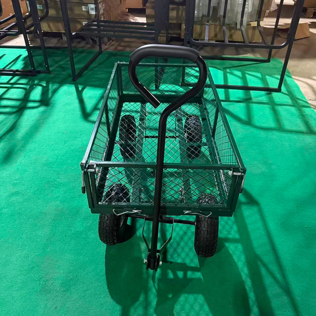 WÓZEK TRANSPORTOWY OGRODOWY 200 KG OTWIERANE BURTY DUŻE POMPOWANE KOŁA
