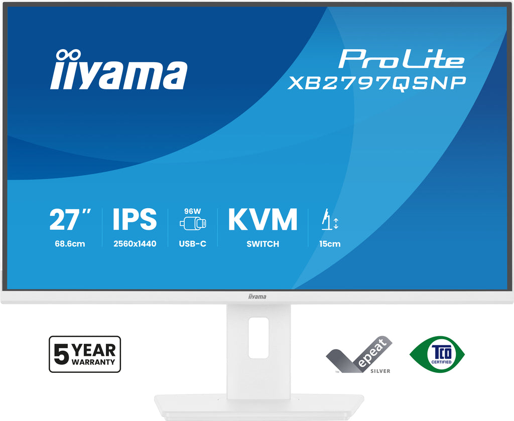 iiyama ProLite XB2797QSNP-W1 écran plat de PC 68,6 cm (27") 2560 x 1440 pixels Quad HD LCD Blanc