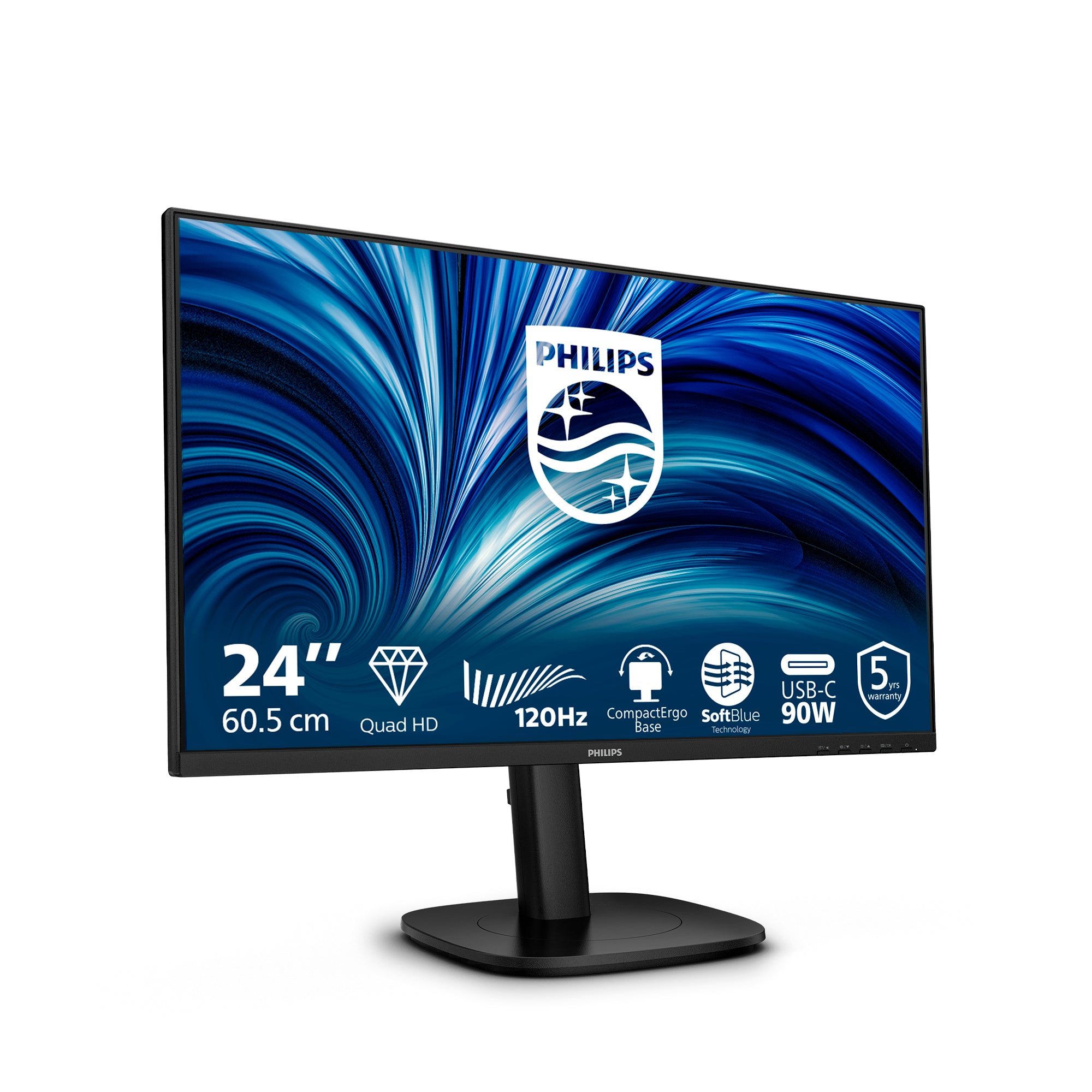Philips 24B2U3601 écran plat de PC 60,5 cm (23.8") 2560 x 1440 pixels Quad HD LCD Noir
