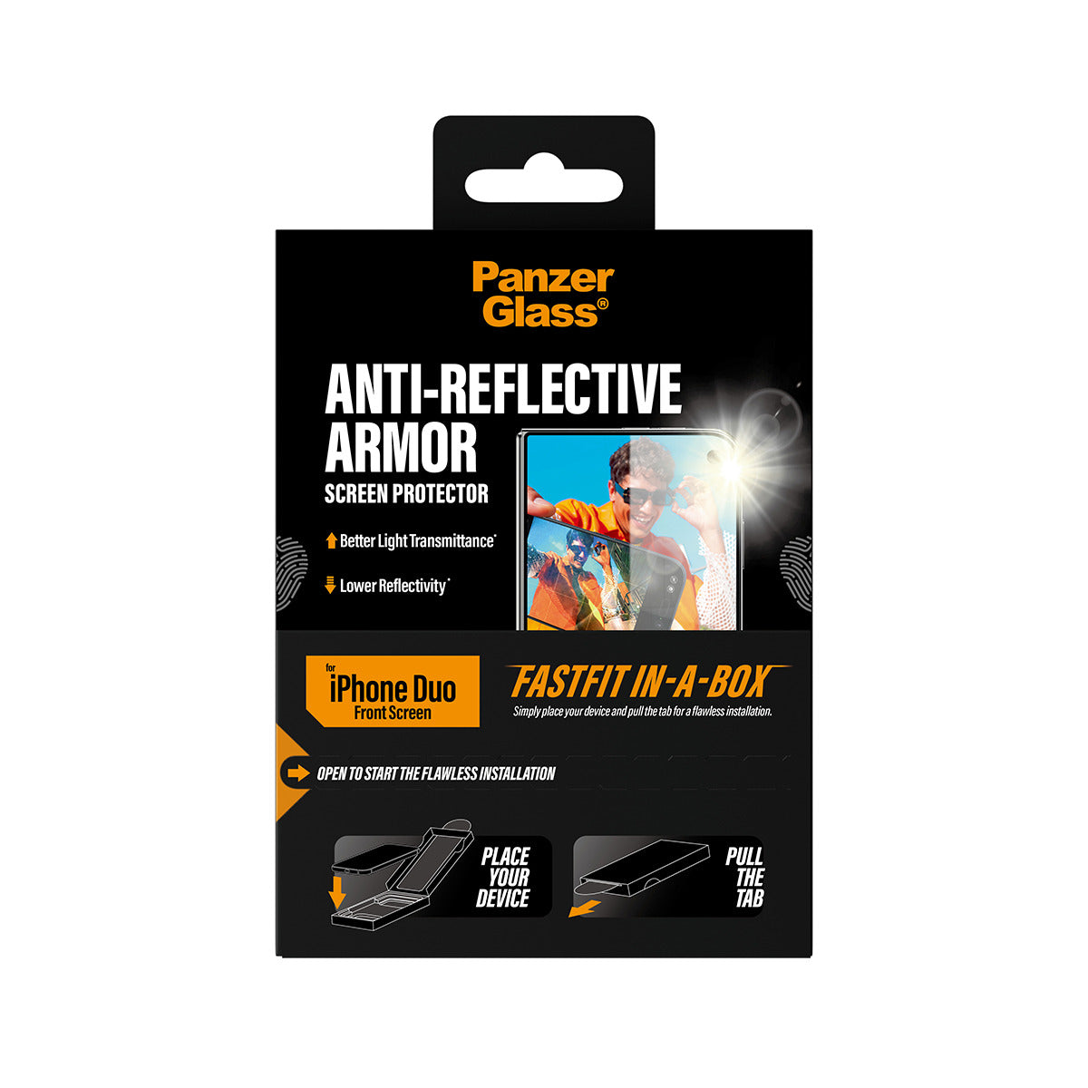 PanzerGlass ® Anti-reflective Armor Front Screen Protector iPhone Duo | FRAME FIT w. FASTFIT IN-A-BOX Protection d'écran