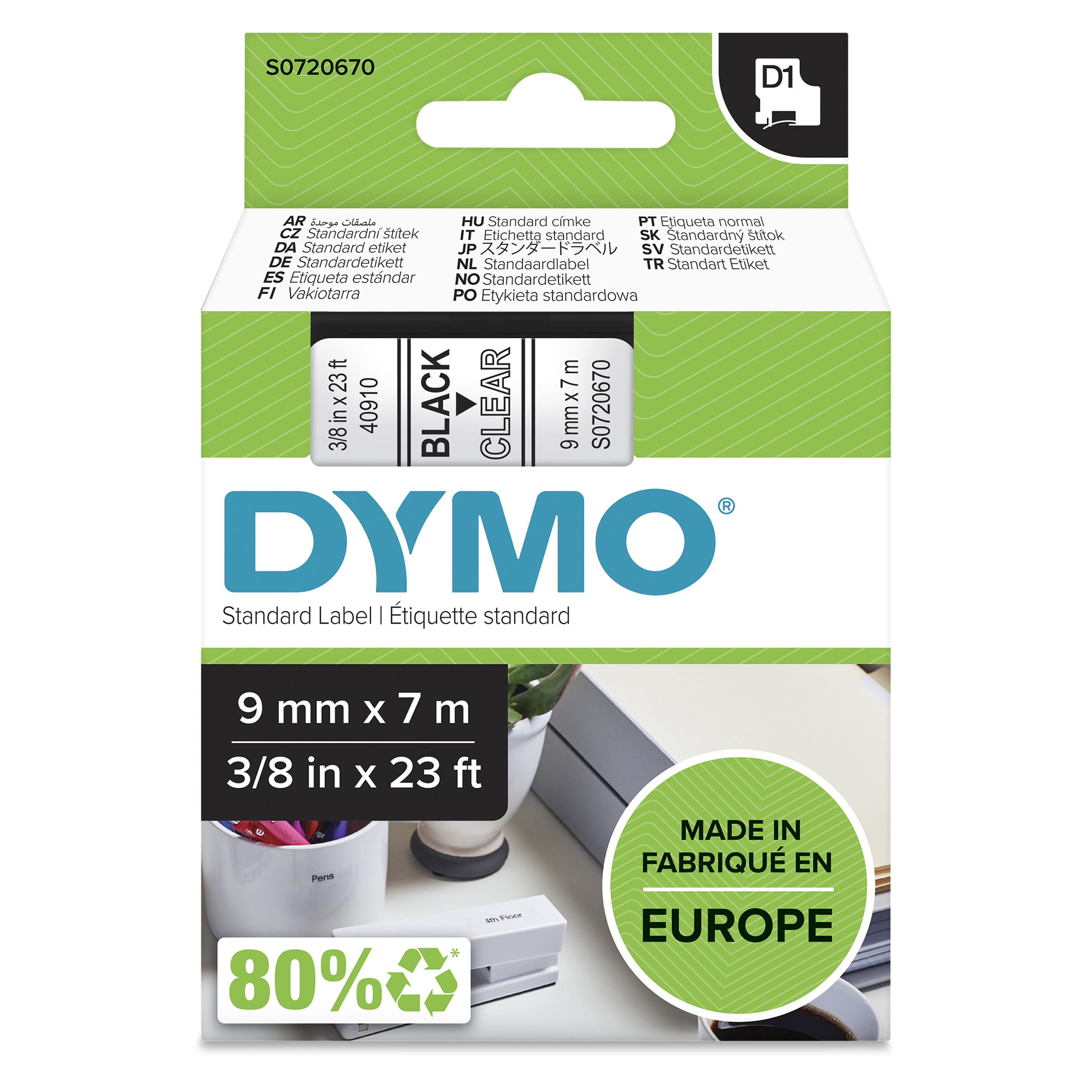 DYMO D1 étiquettes autocollantes authentiques | impression en noir sur fond clair | 9 mm x 7 m | pour étiqueteuses LabelManager