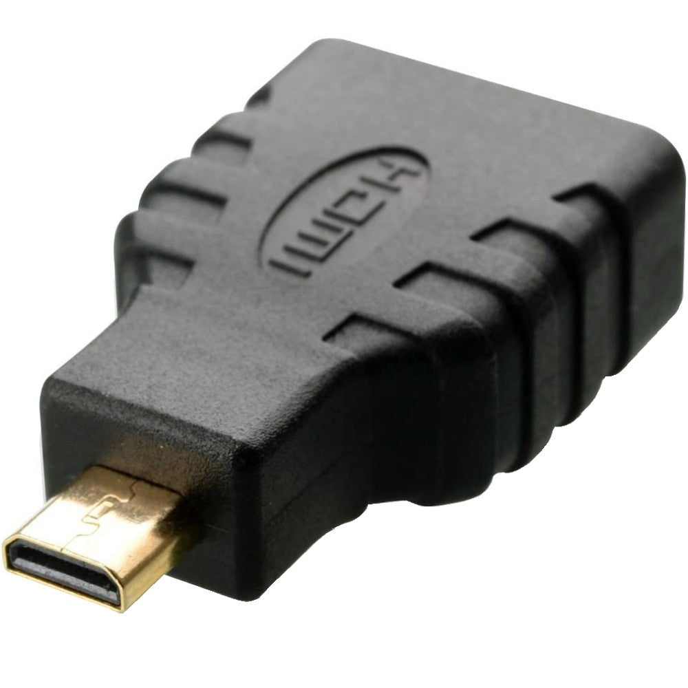Adaptateur Micro HDMI vers HDMI Mâle/Femelle, Connecteurs Plaqués Or, Noir