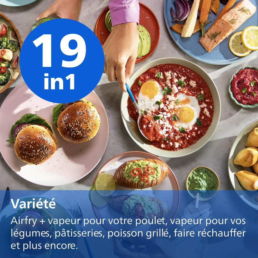 Philips Série 5000 Airfryer Double Panier avec Cuisson Vapeur, 9L (6L + 3L)