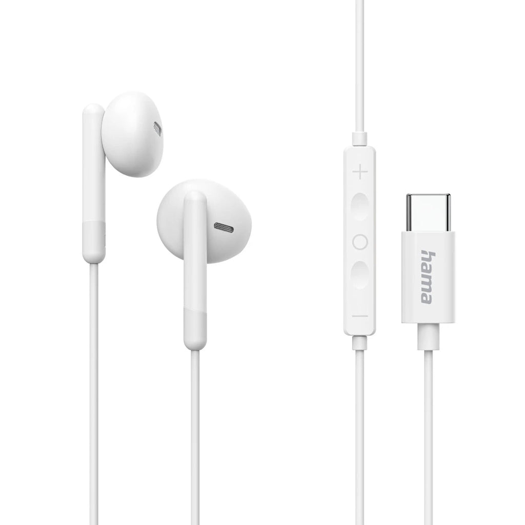 Hama Classy Casque Filaire USB Type-C pour Appels et Musique, Blanc