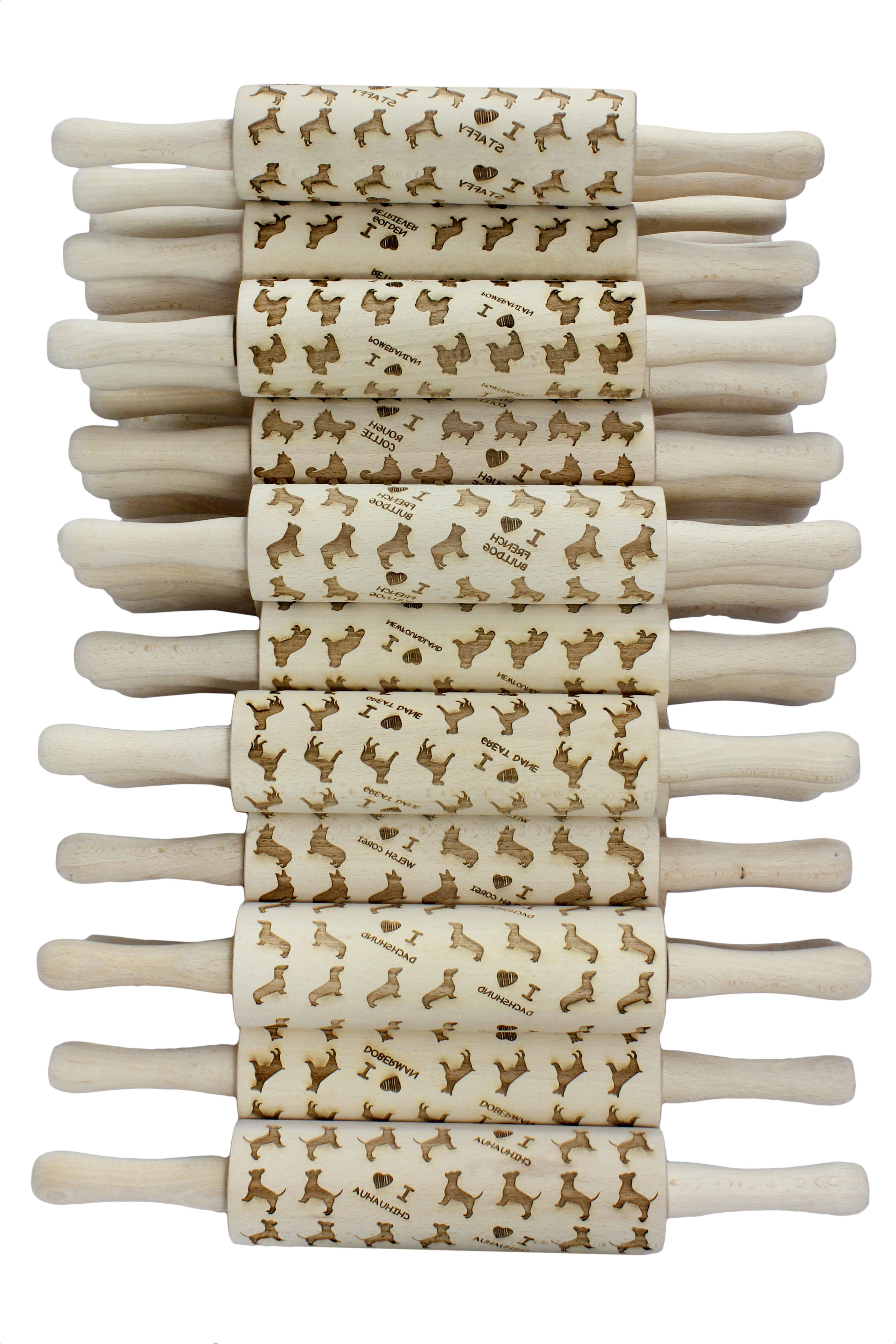 Coton de Tulear, Cotie - small rolling pin with a dog pattern, a rolling pin for children's dough, decorating ceramic clay by Art-Dog brand