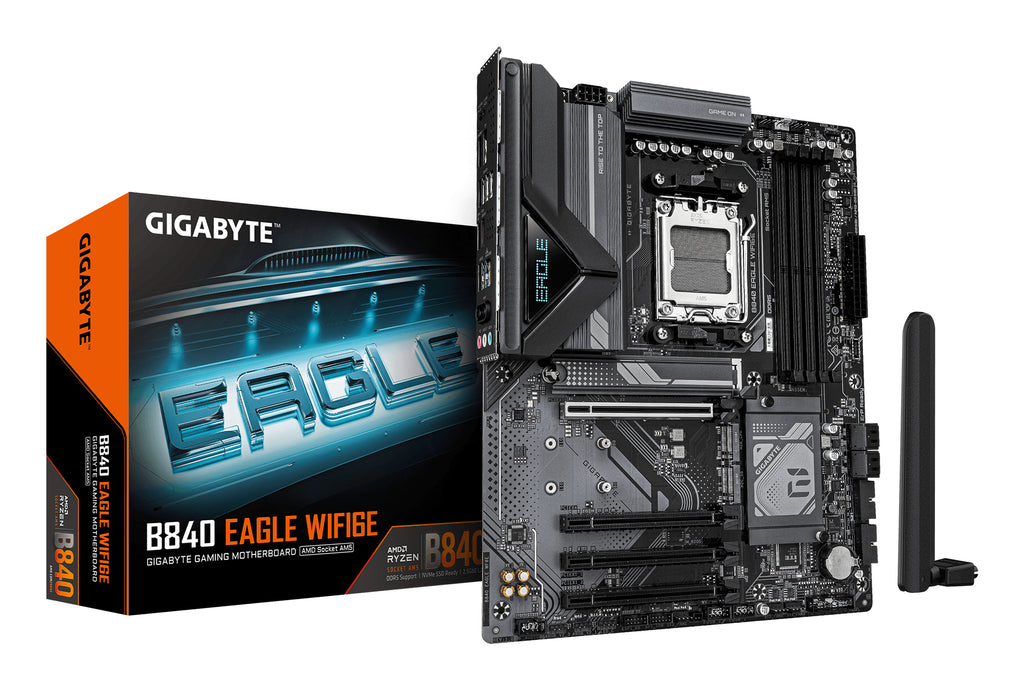 GIGABYTE B840 EAGLE WIFI6E Carte Mère AMD Ryzen 9000, DDR5 8200MHz (O.C), Wi-Fi 6E, LAN 2.5GbE