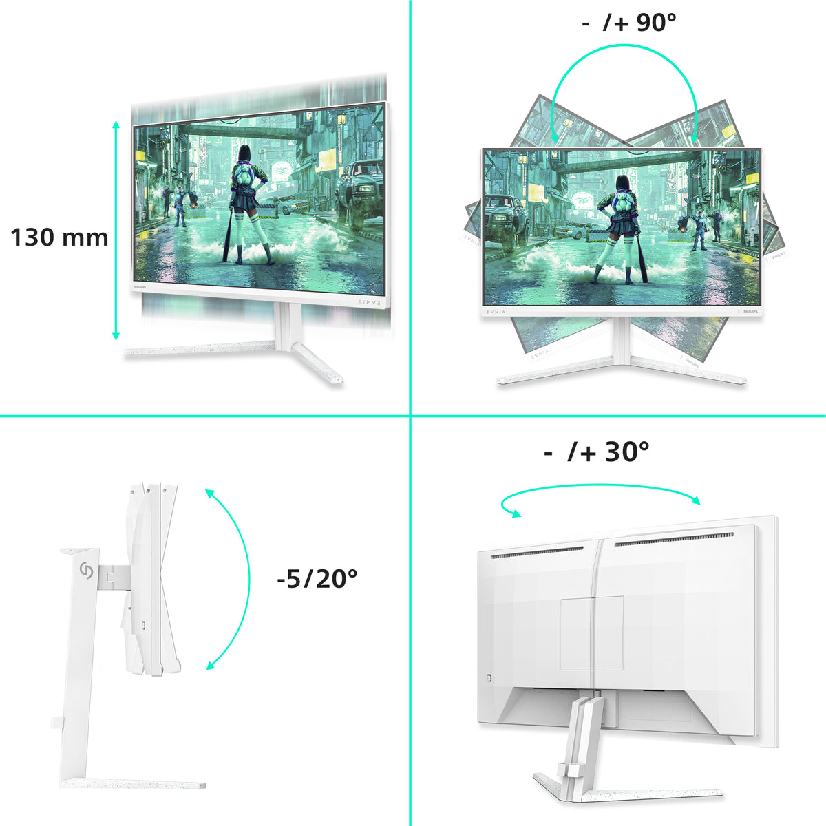Philips Evnia 3000 24M2N3201P/00 écran plat de PC 60,5 cm (23.8") 1920 x 1080 pixels Full HD LCD Blanc