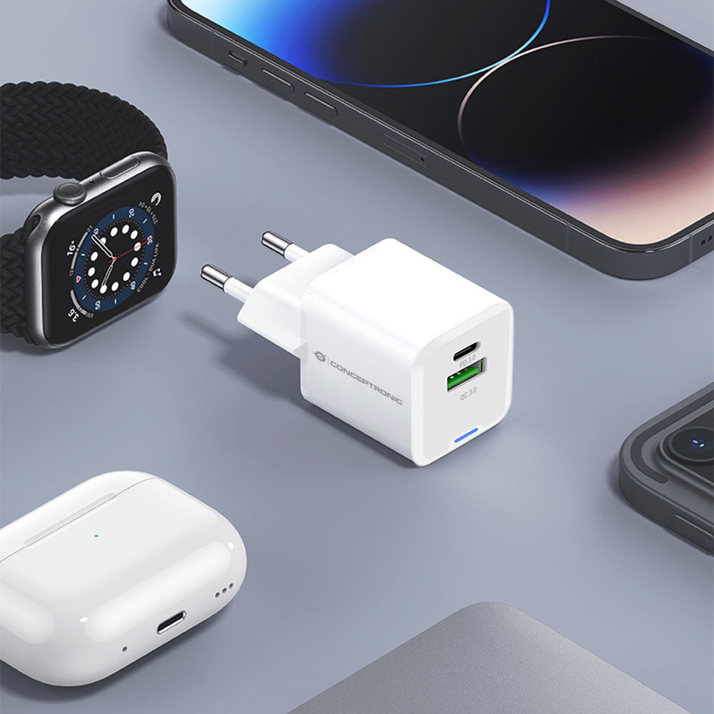 Conceptronic ALTHEA15W chargeur d'appareils mobiles Universel Blanc Secteur Charge rapide Intérieure