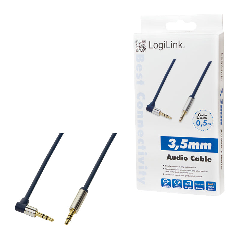 LogiLink Câble Audio 3,5mm - 3,5mm, 0,5m, Bleu - vue 4