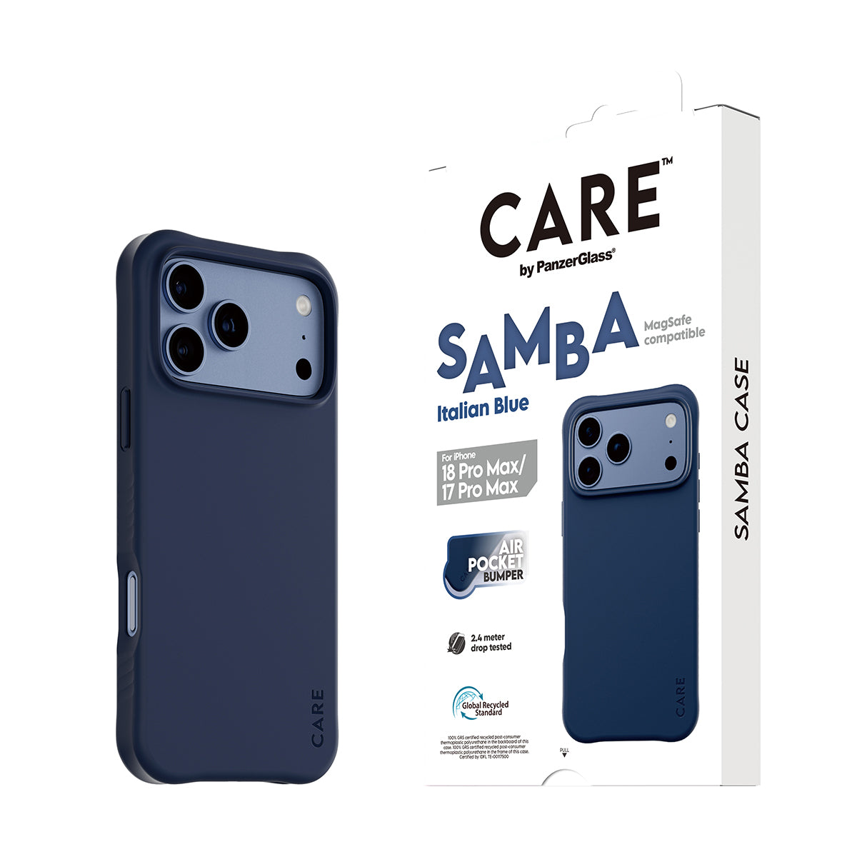 PanzerGlass CARE™ by ® Samba Case Italian Blue w. MagSafe iPhone 2026 Pro Max | 17 Pro Max coque de protection pour télé