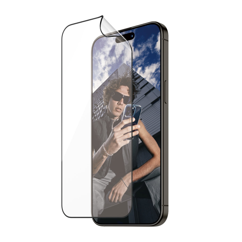 PanzerGlass ECO MATRIX Protection d'écran avec D3O pour iPhone 15 Pro Max, Ultra-Wide Fit avec AlignerKit, Transparent