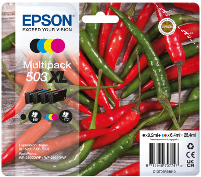 Epson 503XL Cartouches d'Encre Originales Rendement Élevé (XL), Noir, Cyan, Magenta, Jaune, Pack de 4