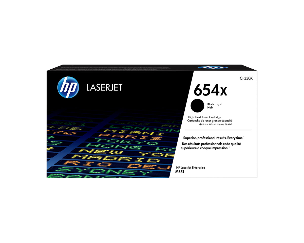 HP 654X toner noir grande capacité LaserJet authentique avec toner ColorSphere