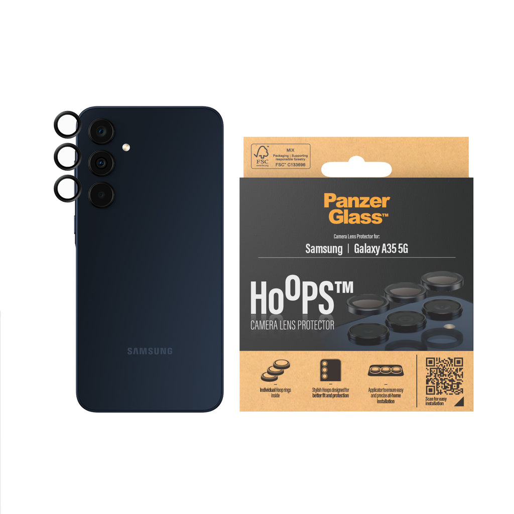 PanzerGlass ® Hoops® Camera Lens Protector Black Samsung Galaxy A35 5G Protection d'écran transparent 1 pièce(s)