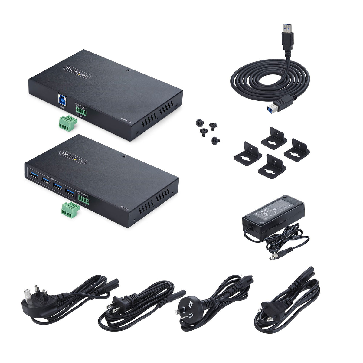 StarTech.com Extension USB 3.0 vers Ethernet 4 Ports jusqu'à 100m via RJ45 Cat6a/Cat7/Cat8, Hub 4xUSB-A 5 Gbps, TAA