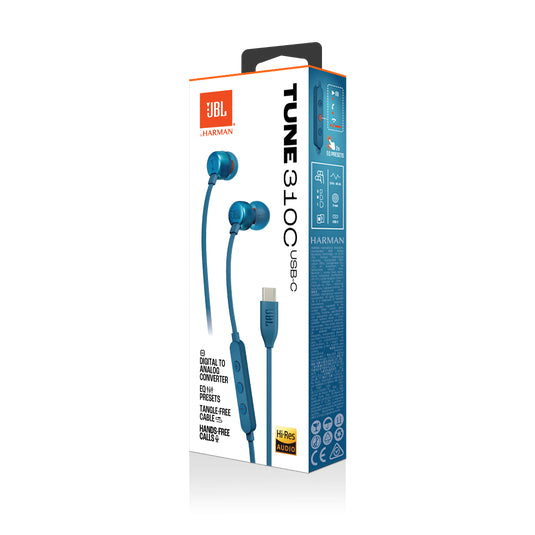 JBL Tune 310C Casque Avec fil Ecouteurs Appels/Musique USB Type-C Bleu