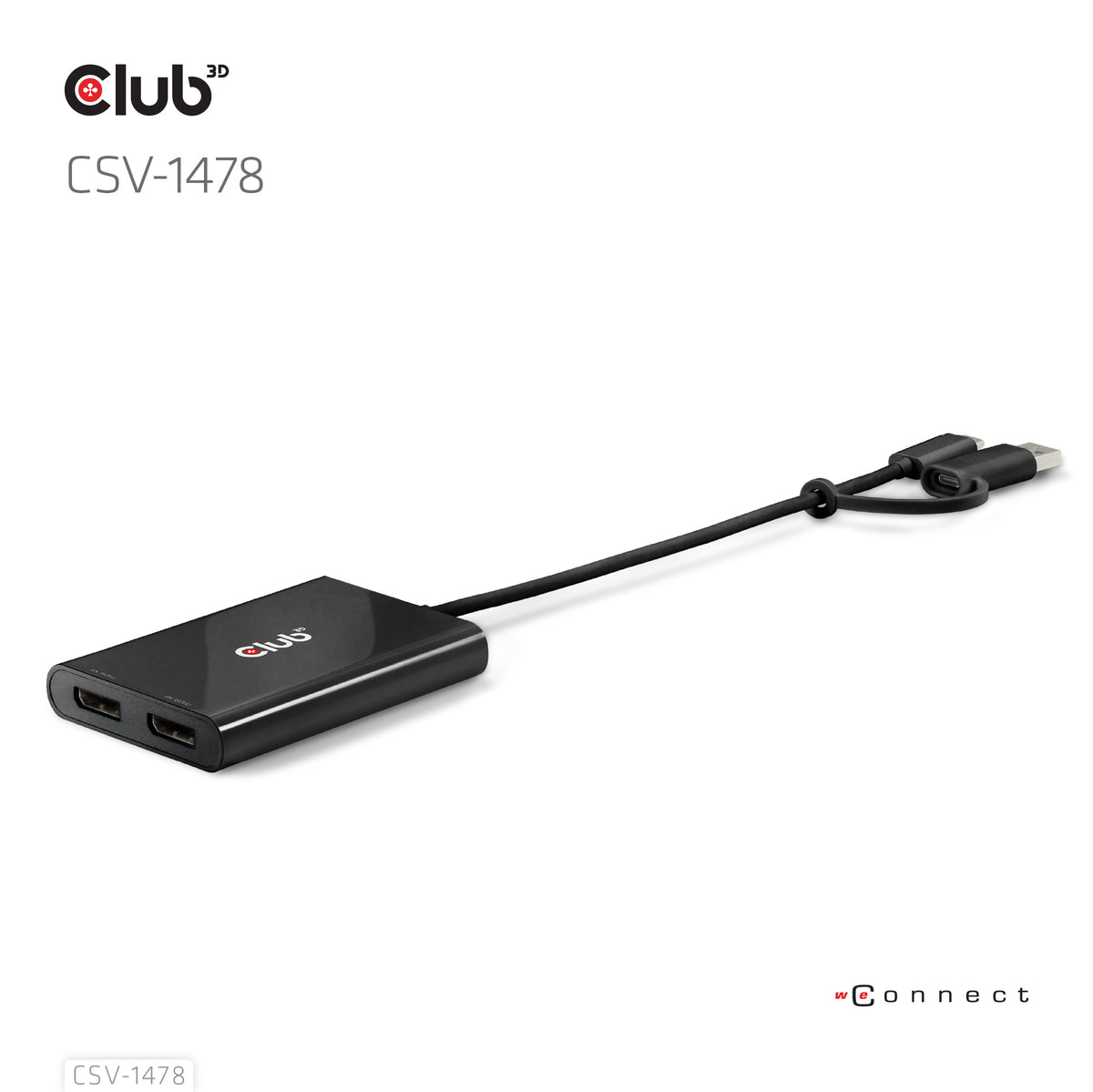 CLUB3D CSV-1478 Répartiteur Vidéo USB Type-C vers 2x DisplayPort 4K UHD