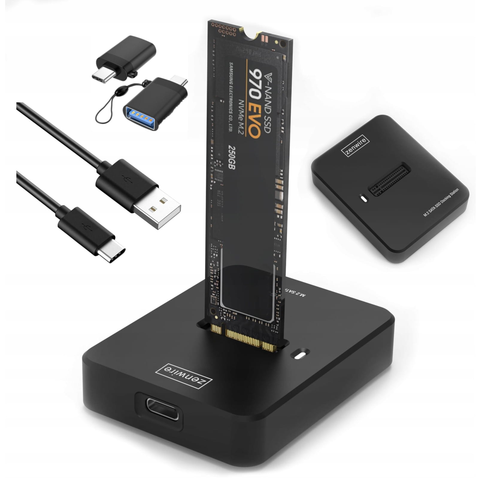 Adaptateur SSD M.2 NVMe PCIe/SATA NGFF, boîtier de disque M.2, USB-C 10 Gbit/s, Zenwire SD-03