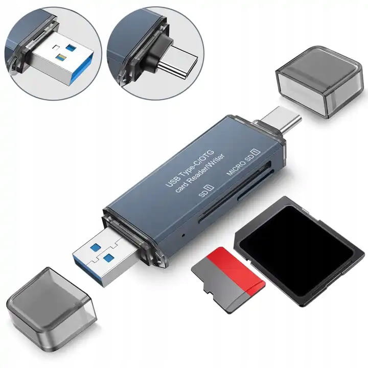 Adaptateur USB 3.0 USB-C 4in1 SD + MICRO SD TF 5 Gb/s jusqu'à 2TB BYL-2218TU Lecteur de cartes mémoire SD