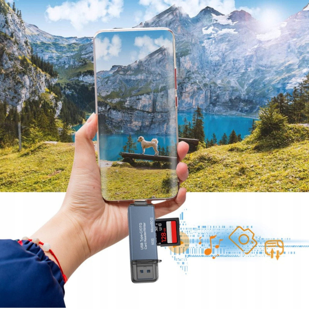 Adaptateur USB 3.0 USB-C 4in1 SD + MICRO SD TF 5 Gb/s jusqu'à 2TB BYL-2218TU Lecteur de cartes mémoire SD