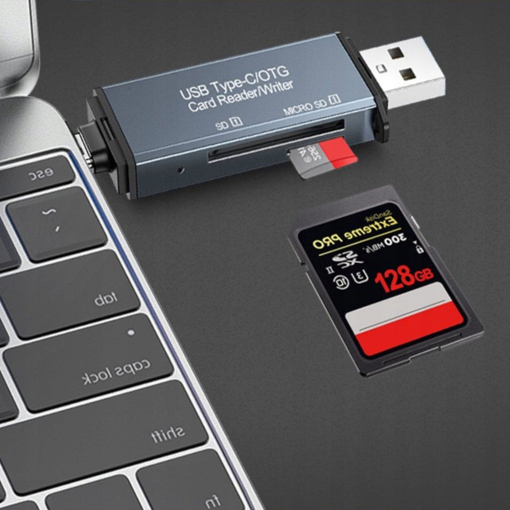 Adaptateur USB 3.0 USB-C 4in1 SD + MICRO SD TF 5 Gb/s jusqu'à 2TB BYL-2218TU Lecteur de cartes mémoire SD