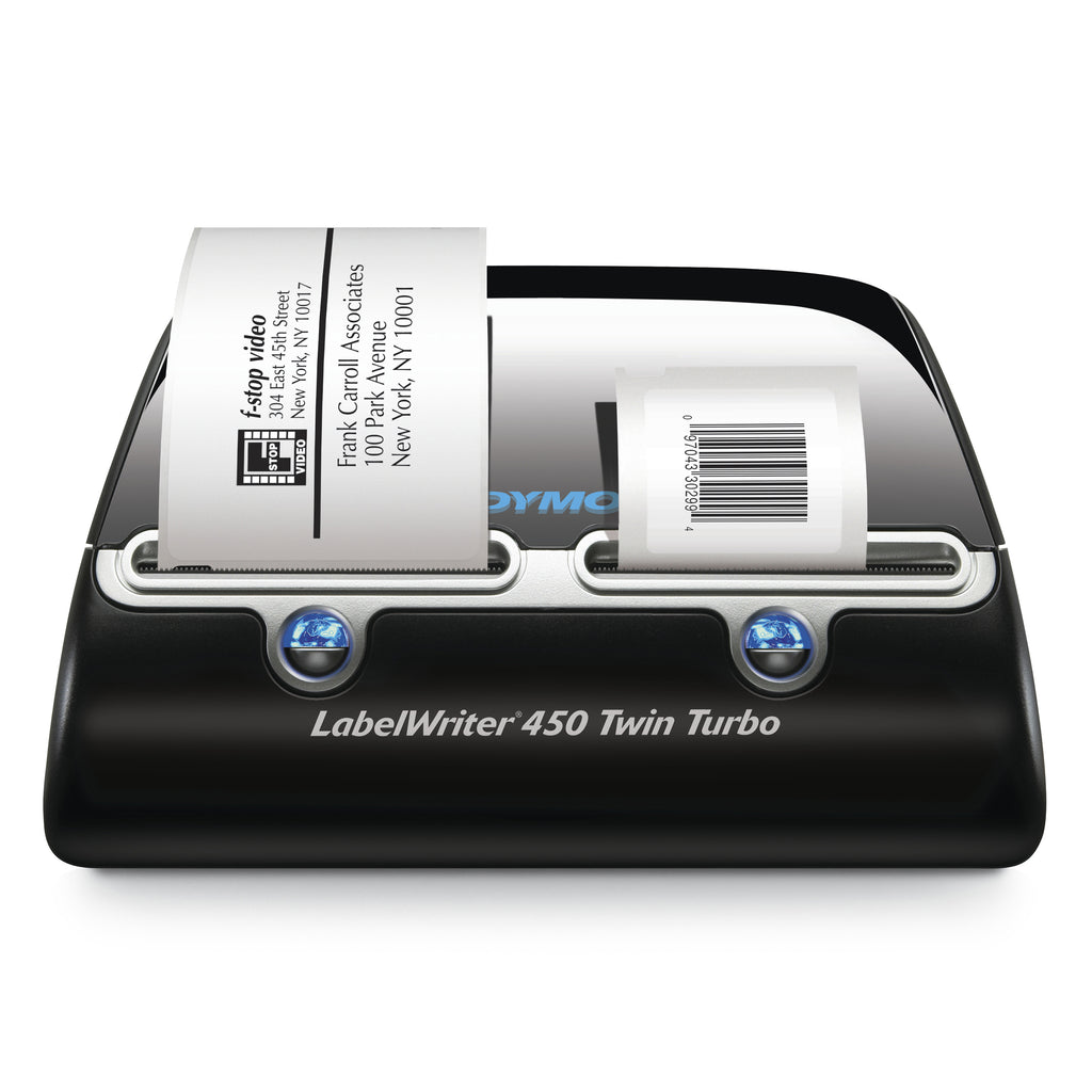 DYMO LabelWriter 450 Twin Turbo Imprimante d'étiquettes | papier thermique | 600 x 300 ppp | jusqu'à 71 étiquettes/minute | capacité : 2 rouleaux | Noir / argent