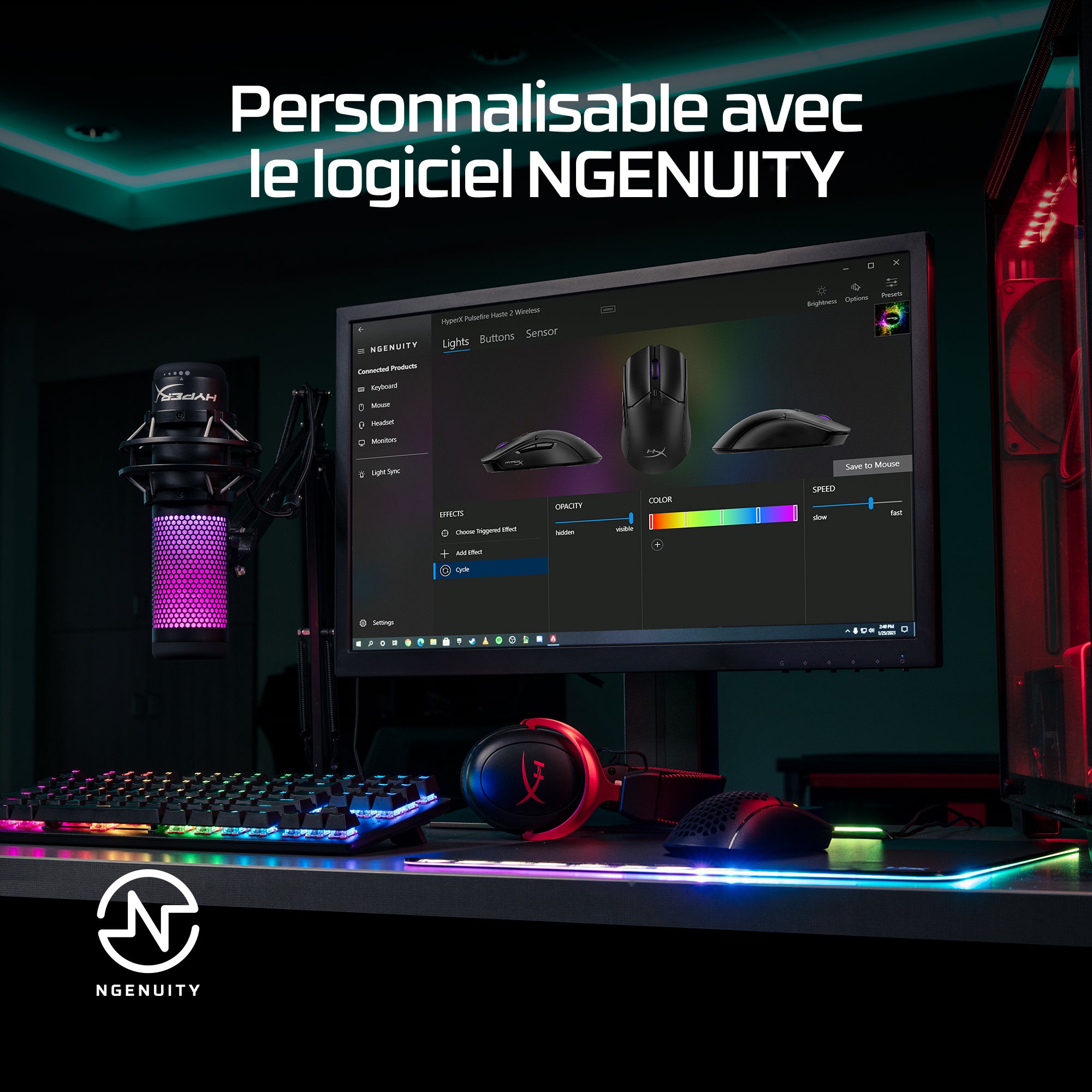 HyperX Pulsefire Haste 2 - Souris sans fil gaming (noir)