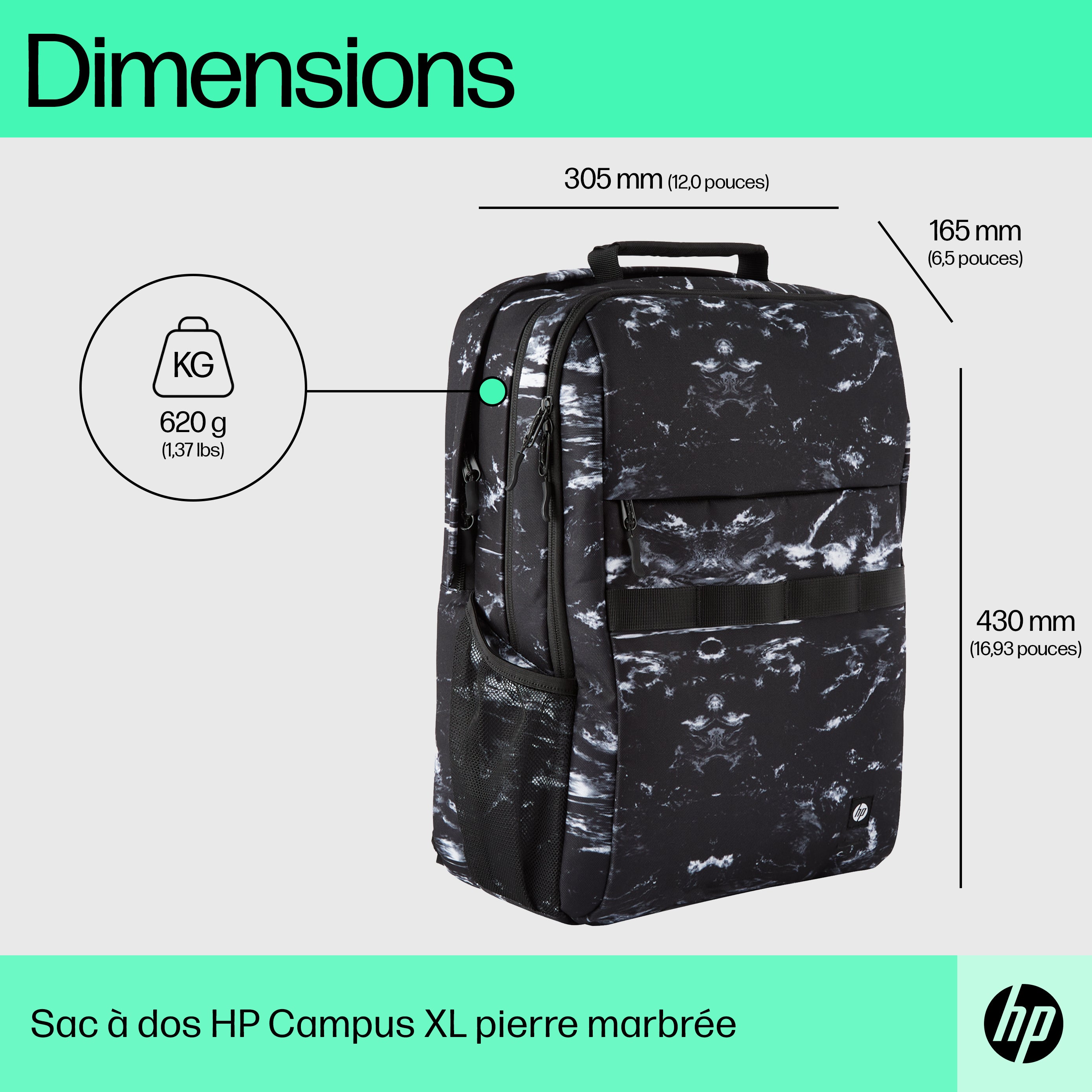 HP Sac à dos Campus XL imprimé marbre