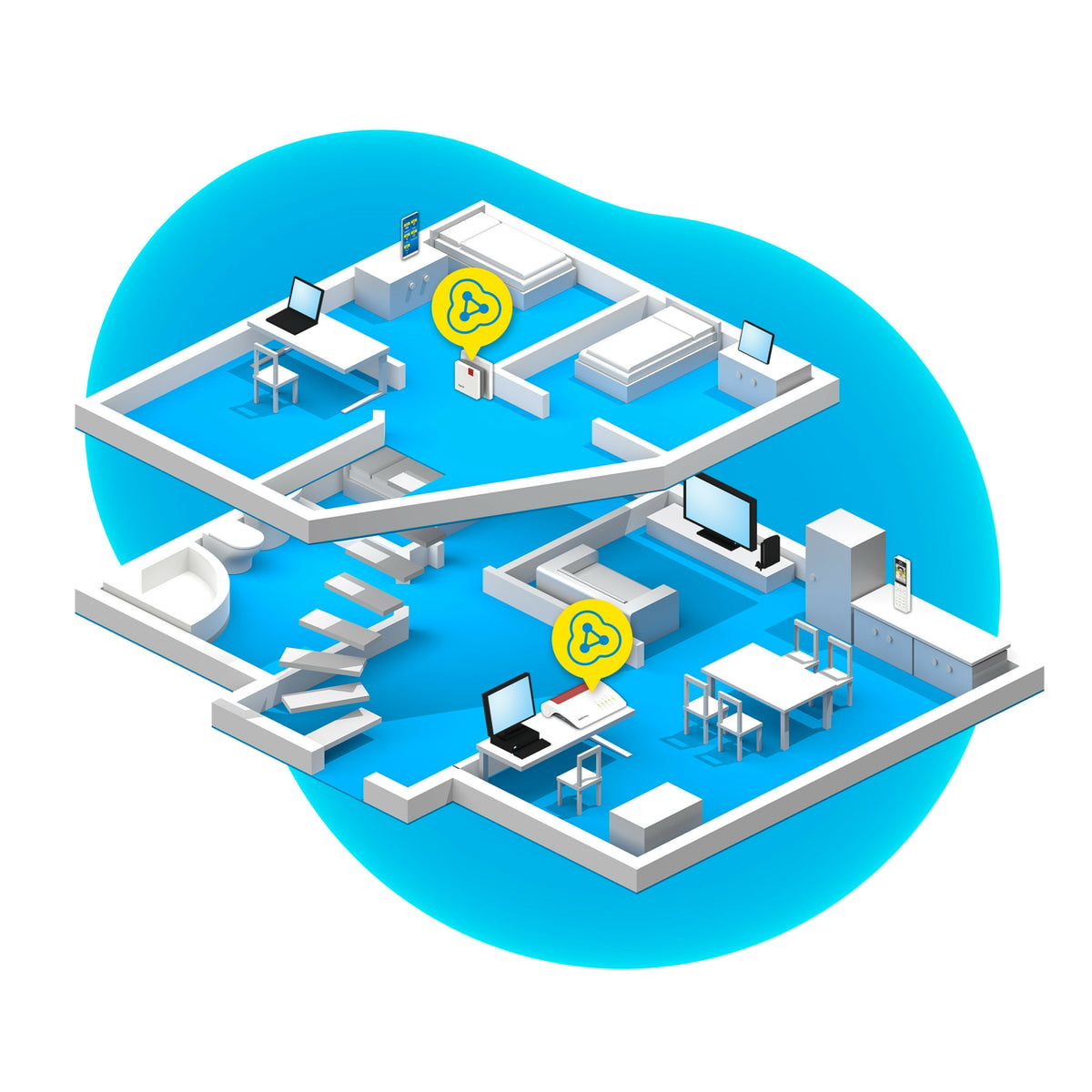 Répéteur Réseau FRITZ! 600, 600 Mbit/s, Monobande 2,4 GHz, Blanc