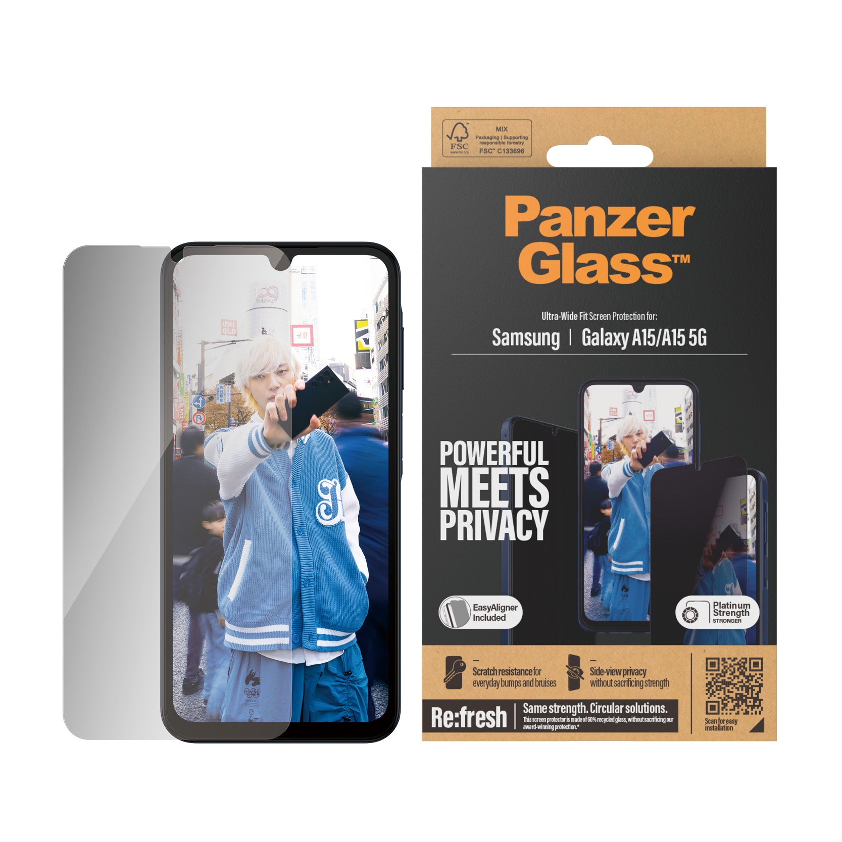 PanzerGlass PanzerGlass ® Privacy Screen Protector Samsung Galaxy A15 | A15 5G | Ultra-Wide Fit w. EasyAligner Protection d'écran transparent 1 pièce(s)