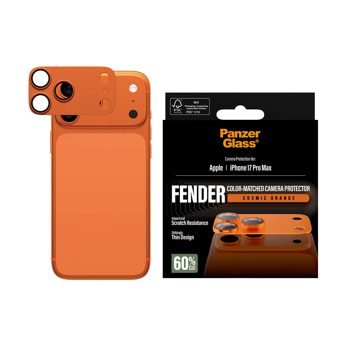 PanzerGlass ® Fender Camera Protector Cosmic Orange iPhone 17 Pro Max Protection d'écran transparent Apple 1 pièce(s)