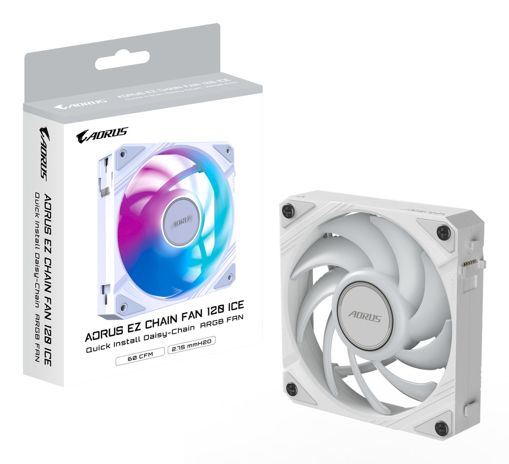 Gigabyte AORUS EZ CHAIN FAN 120 ICE Ventilateur 12 cm Blanc