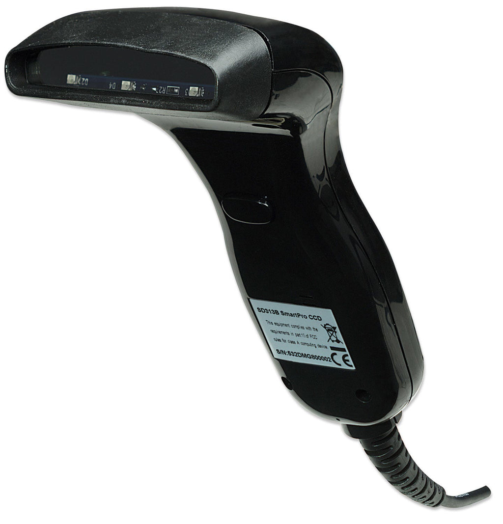 Manhattan Scanner de codes-barres CCD filaire, USB, largeur de lecture 80 mm, câble 152 cm, luminosité ambiante max. 3 000 lux, noir, garantie 3 ans