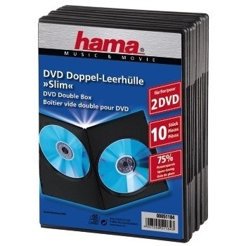 Hama DVD Slim Double-Box 10, Black 2 disques Noir
