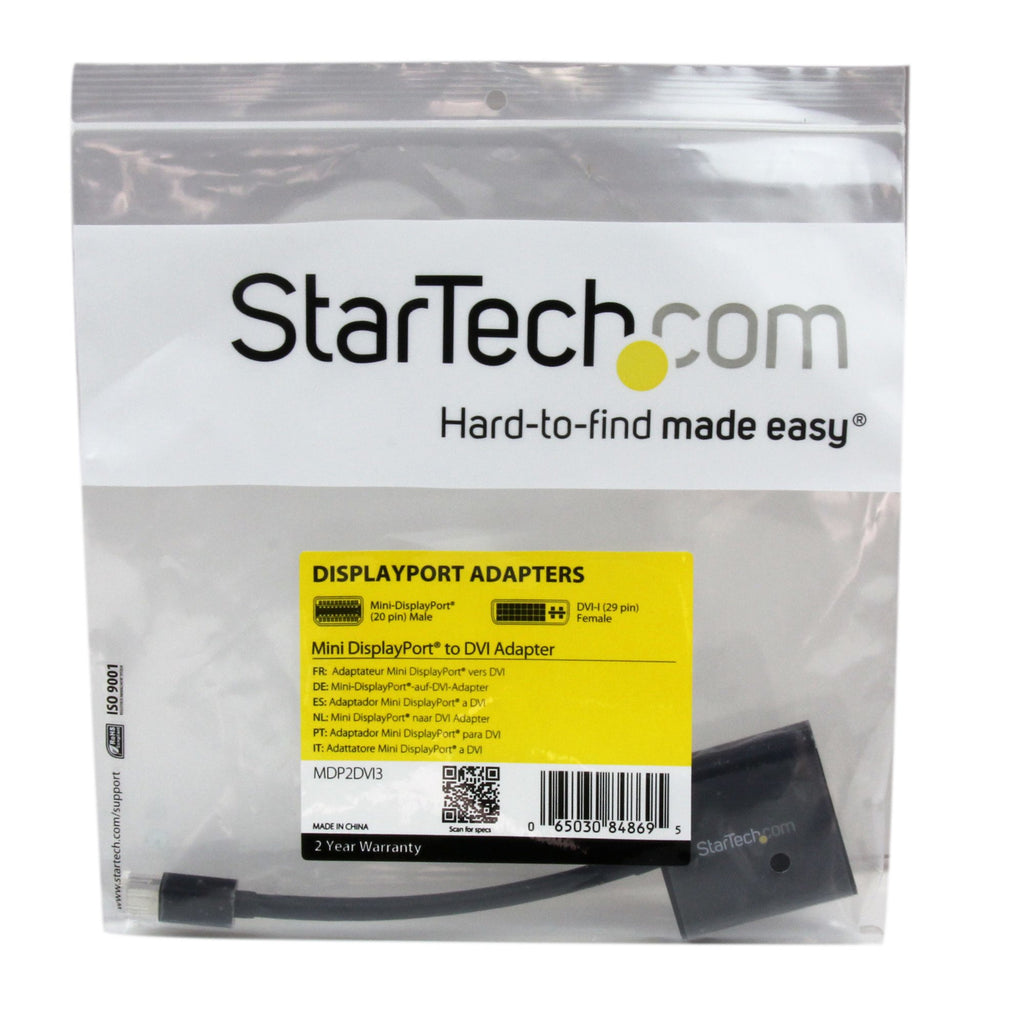 StarTech.com Adaptateur Mini DisplayPort vers DVI - Convertisseur Mini DP à DVI-D - Vidéo 1080p - mDP ou TB 1/2 Mac/PC vers Moniteur DVI - Câble Compact mDP 1.2 vers DVI Single-Link