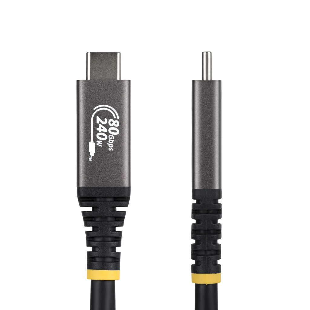 StarTech.com Câble USB4 de 1,5m, 80 Gbit/s, Câble USB-C Certifié USB-IF, 240 W PD, 8K 120 Hz/4K 240 Hz DP2.1 DP80, Gaine en TPE, Compatible Thunderbolt 4 - Cordon USB-C Noir