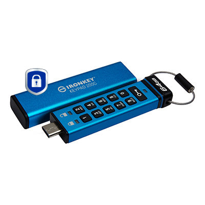 Kingston Technology IronKey Keypad 200C USB-C de 64 Go, FIPS 140-3 niveau 3 AES-256