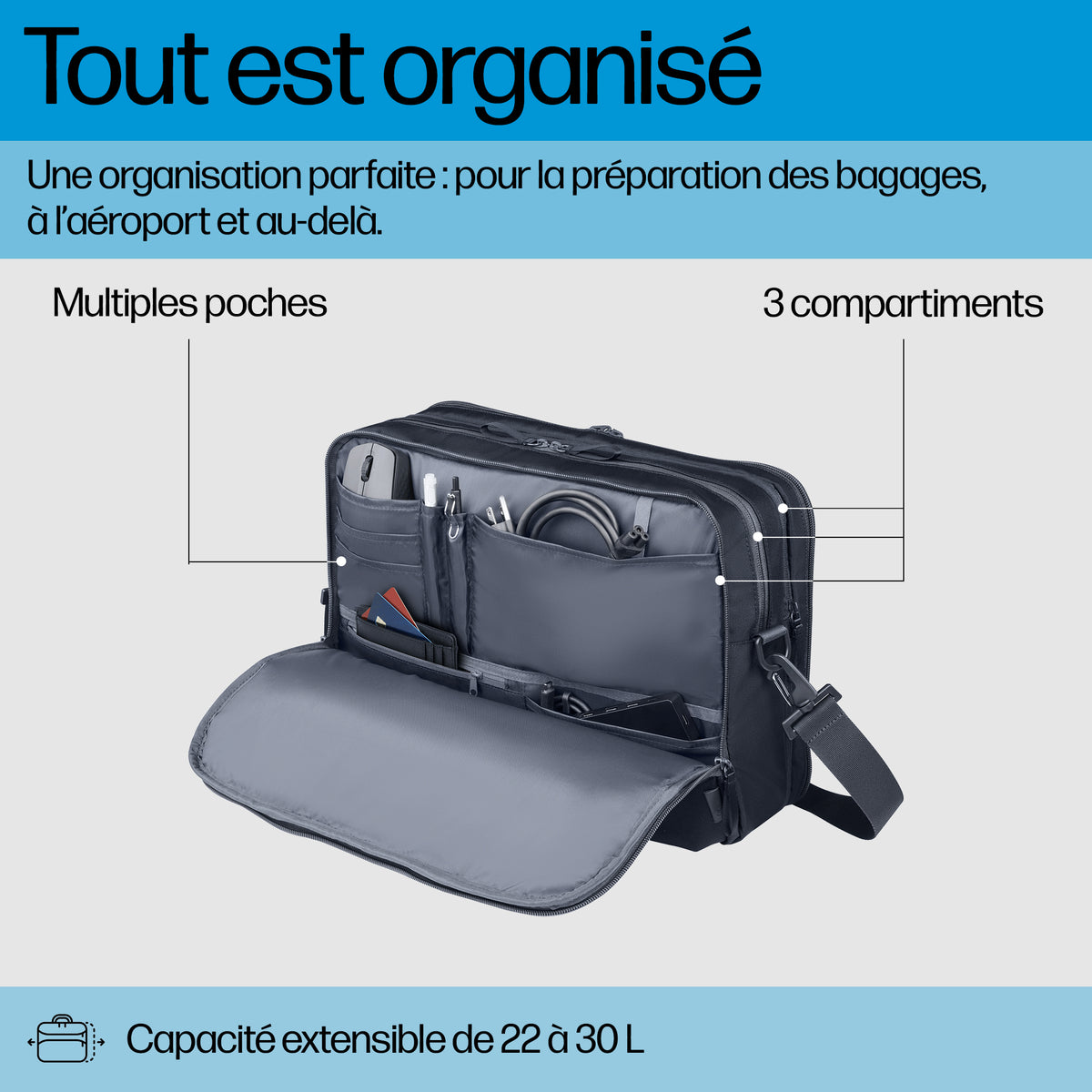 HP Sacoche pour PC portable Travel Plus 22L 16 pouces