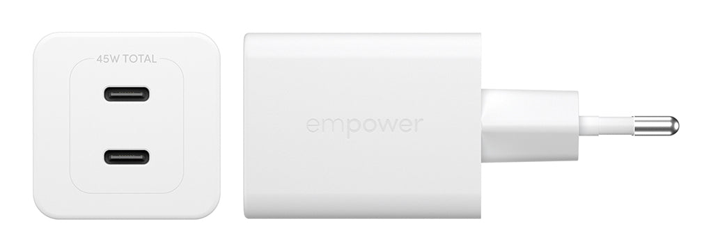 PanzerGlass empower™ by ® Turbo 45W Charger incl. 2 x USB-C | EU Plug | Silver White Smartphone Blanc Secteur Charge rapide Intérieure