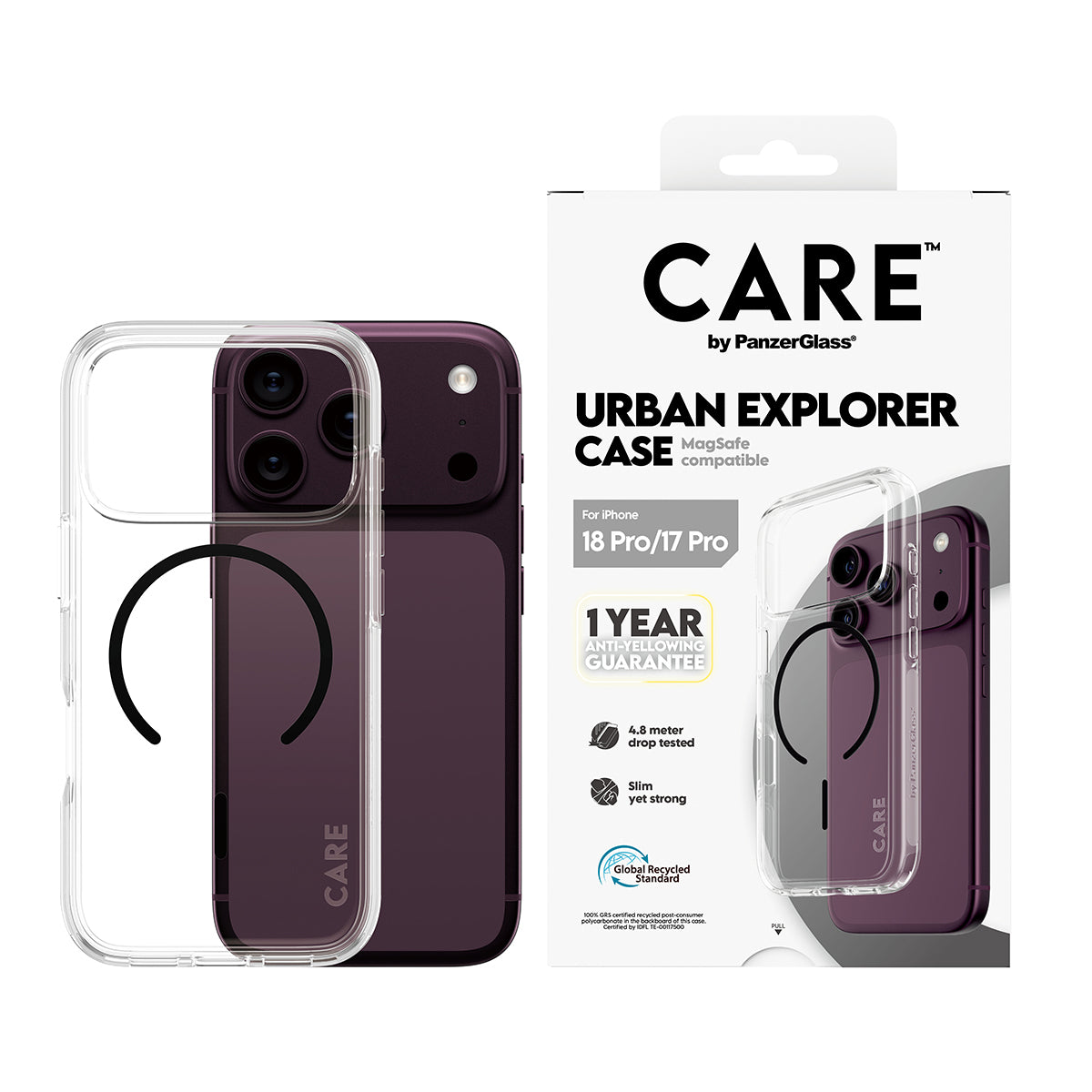 PanzerGlass CARE™ by ® Urban Explorer Case Transparent w. Black MagSafe iPhone 2026 Pro | 17 Pro coque de protection pou