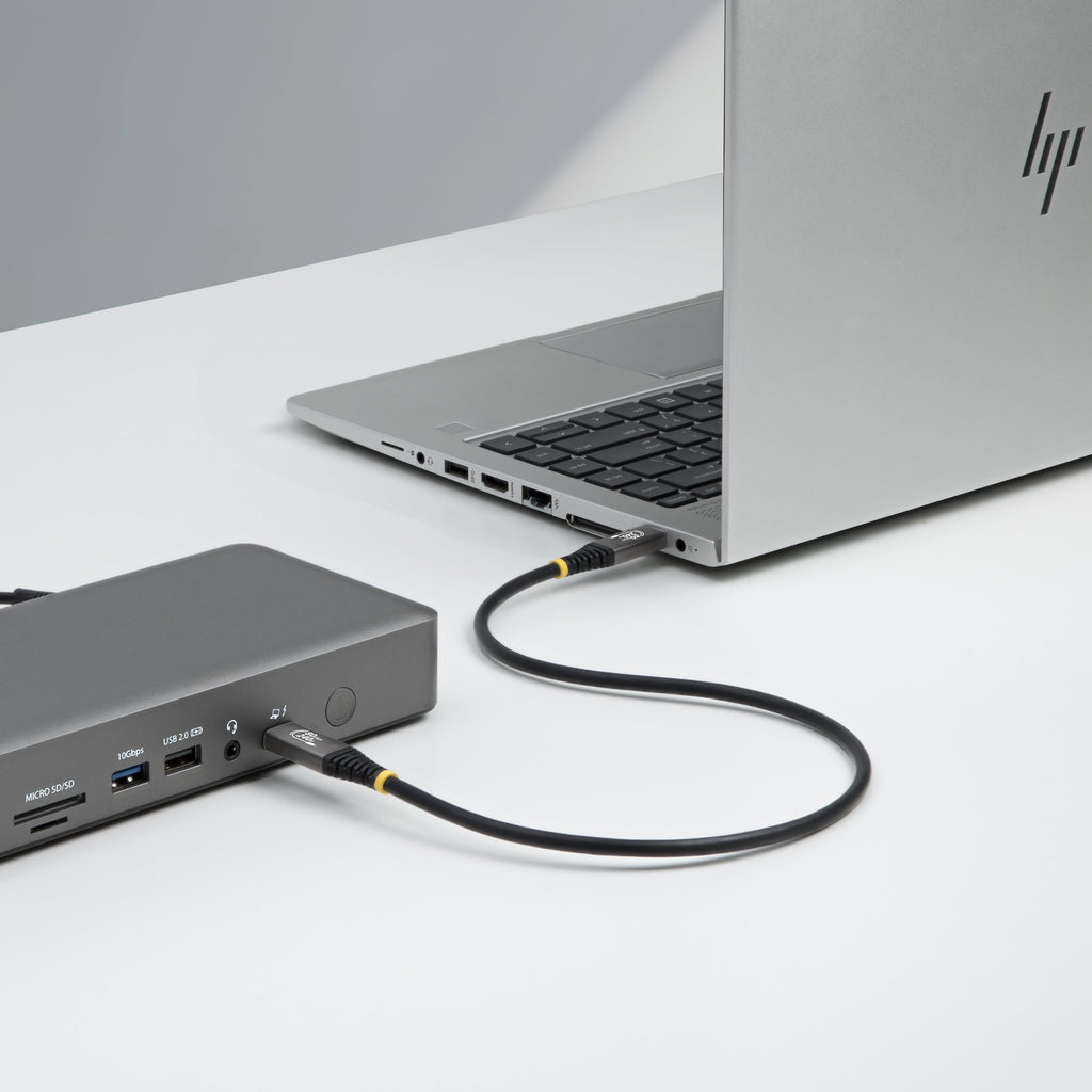 StarTech.com Câble USB4 de 1,5m, 80 Gbit/s, Câble USB-C Certifié USB-IF, 240 W PD, 8K 120 Hz/4K 240 Hz DP2.1 DP80, Gaine en TPE, Compatible Thunderbolt 4 - Cordon USB-C Noir