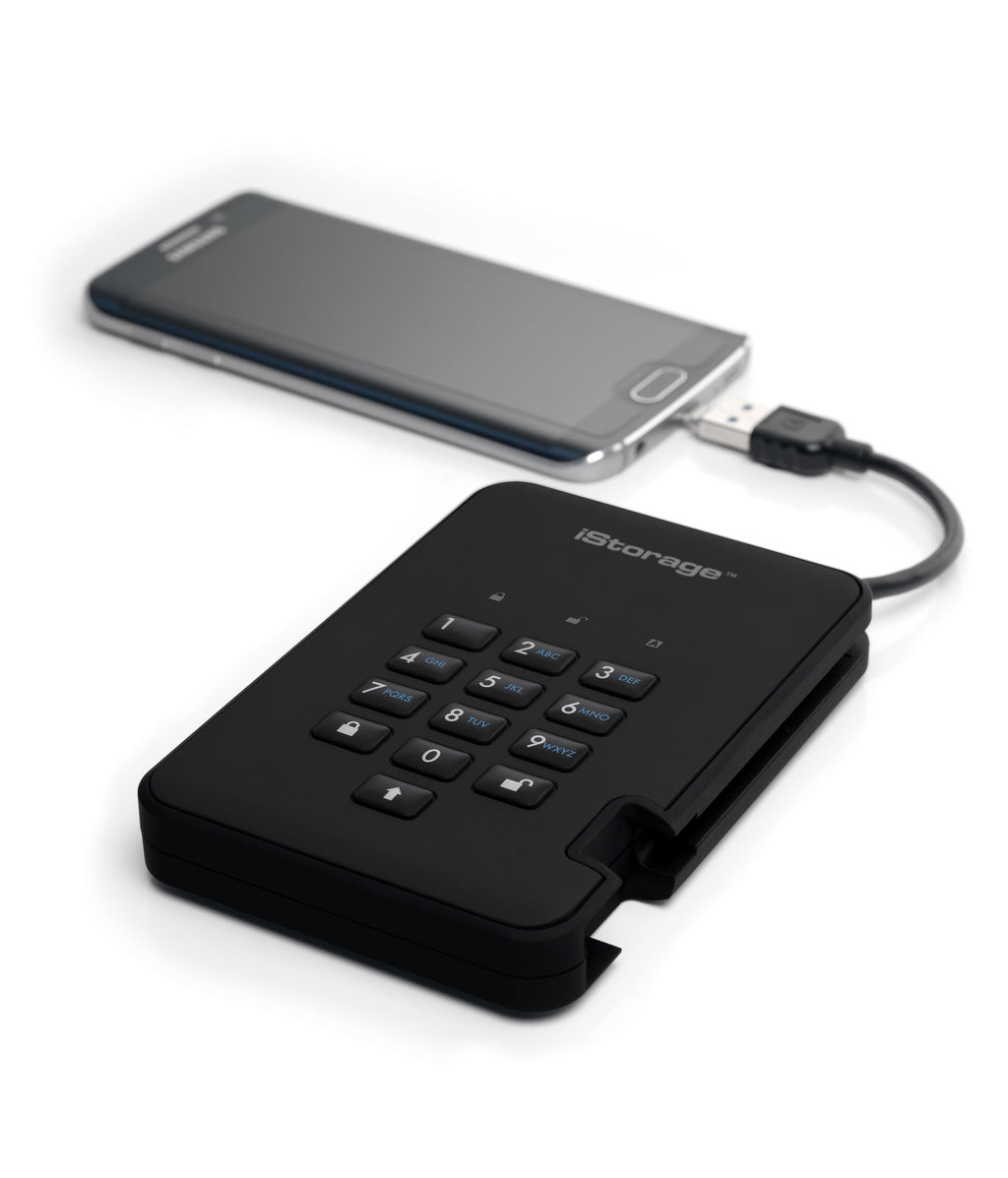 iStorage diskAshur2 256-bit 512GB USB 3.2 secure encrypted solid-state drive - Black IS-DA2-256-SSD-512-B - vue 7