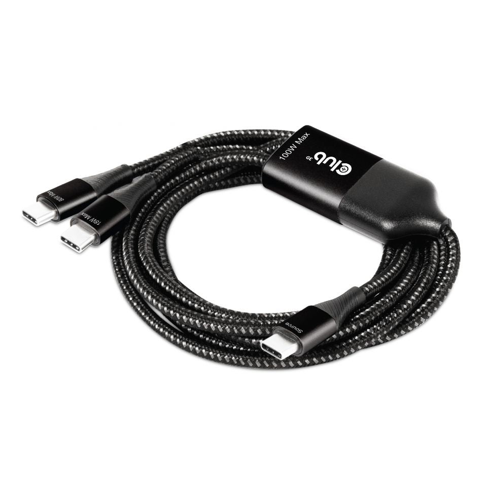 CLUB3D CAC-1527 Câble USB-C vers 2 x USB-C, 100W, Noir, 1,83 m