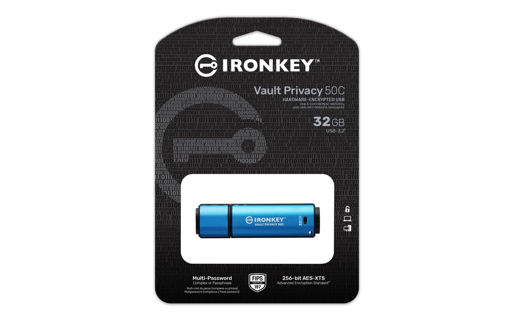Kingston Technology IronKey Vault Privacy 50C 32Go USB-C Chiffrée AES-256 FIPS 197